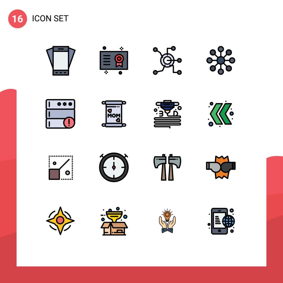 uppsättning av 16 modern ui ikoner symboler tecken för dela med sig databas grad ansluta över hela världen redigerbar kreativ vektor design element