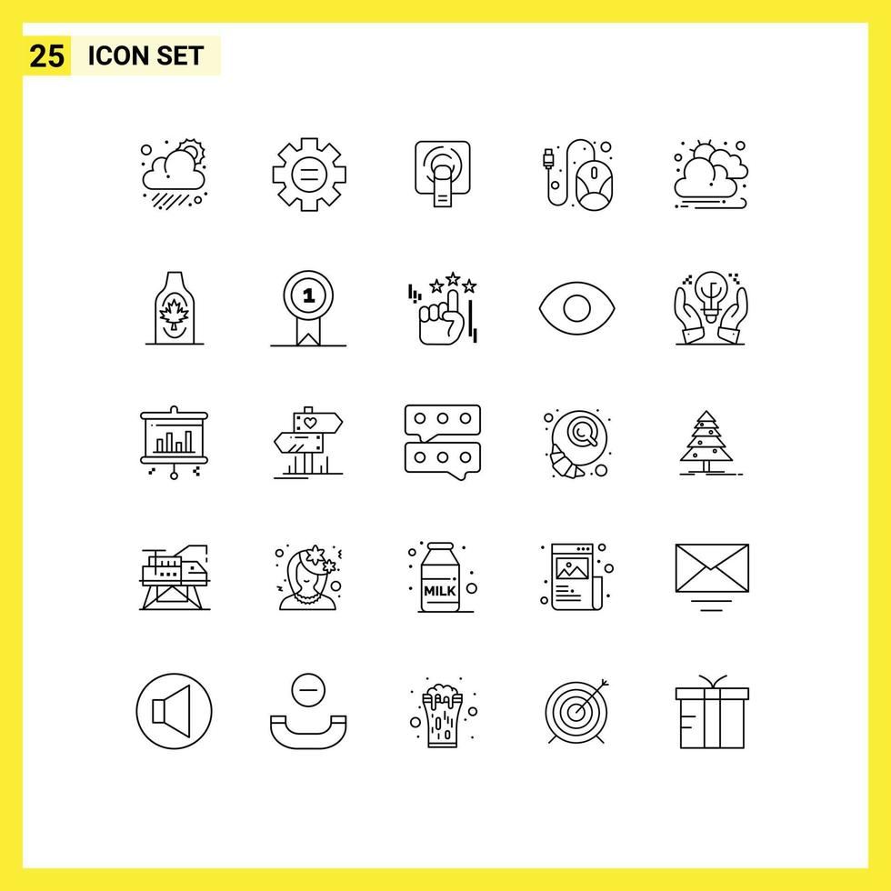 25 tematiska vektor rader och redigerbar symboler av moln hårdvara finger mus dator redigerbar vektor design element