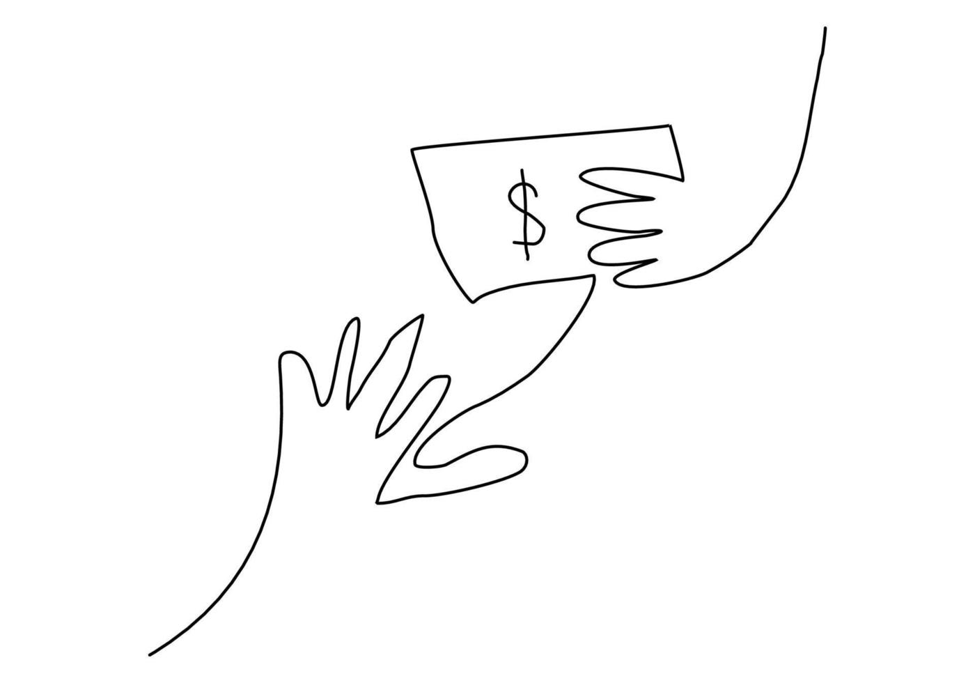 hand dragen ett linje av säsong av ger hand ge pengar vektor
