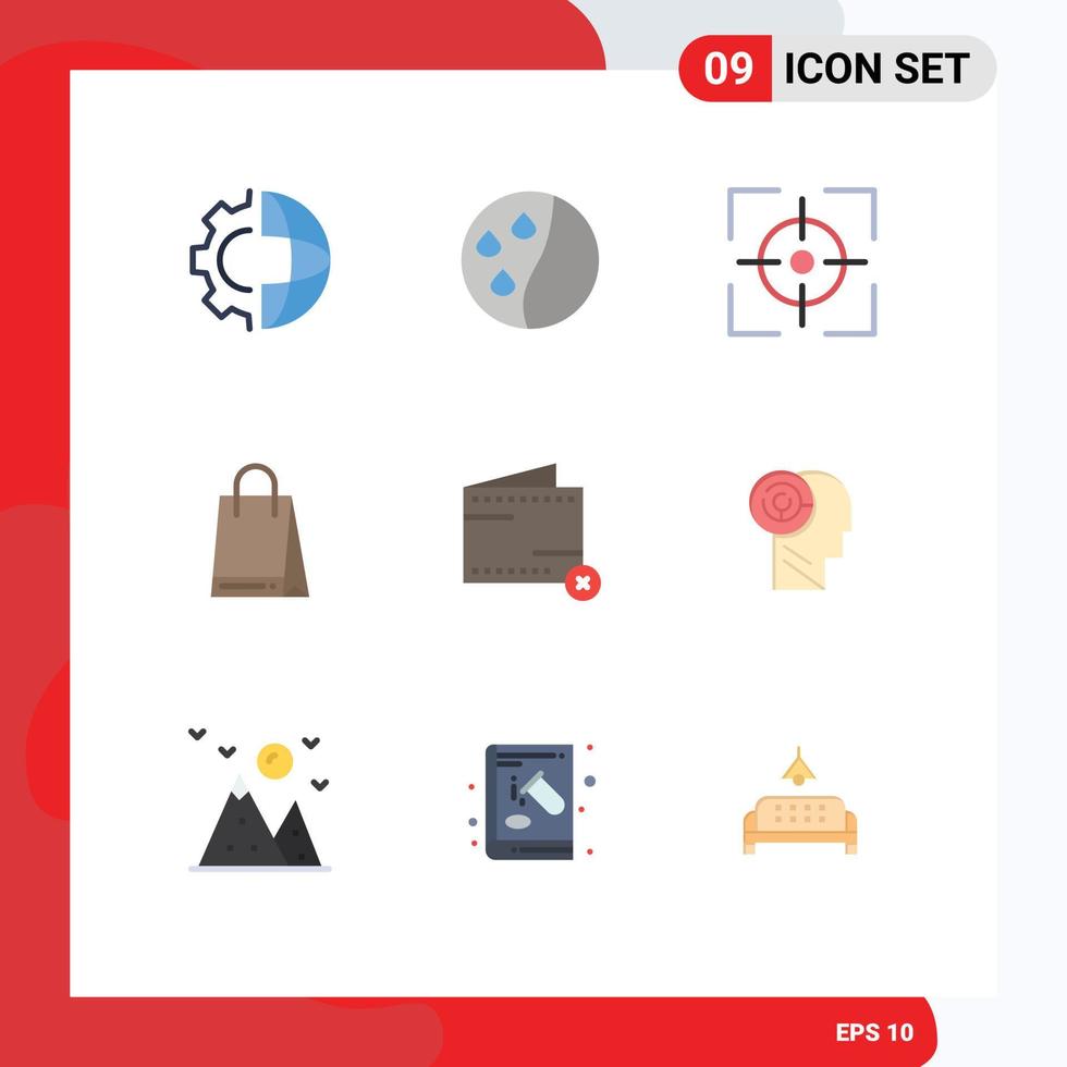grupp av 9 platt färger tecken och symboler för e stänga syfte kanada väska redigerbar vektor design element