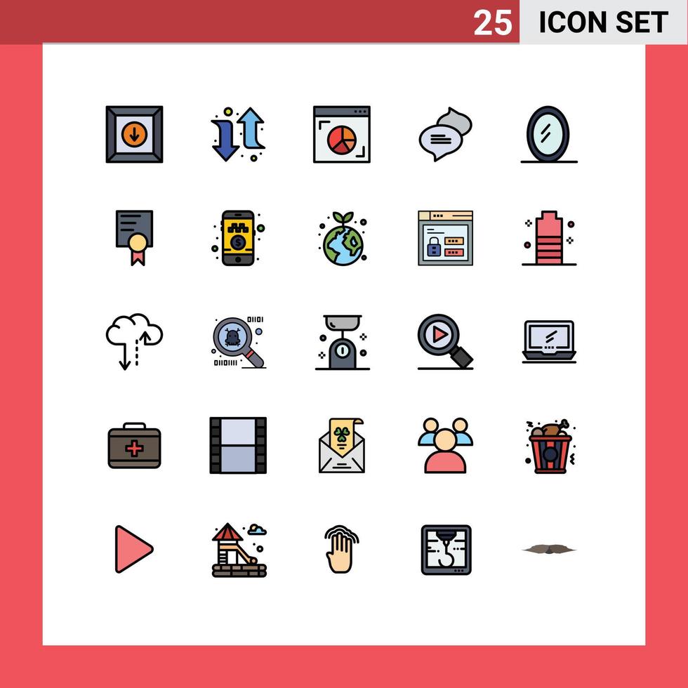 grupp av 25 modern fylld linje platt färger uppsättning för skola certifikat internet spegel textning redigerbar vektor design element