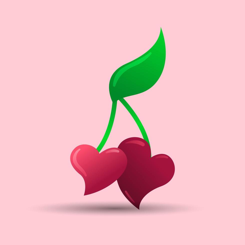 valentines dag element. lutning kärlek körsbär. vektor illustration