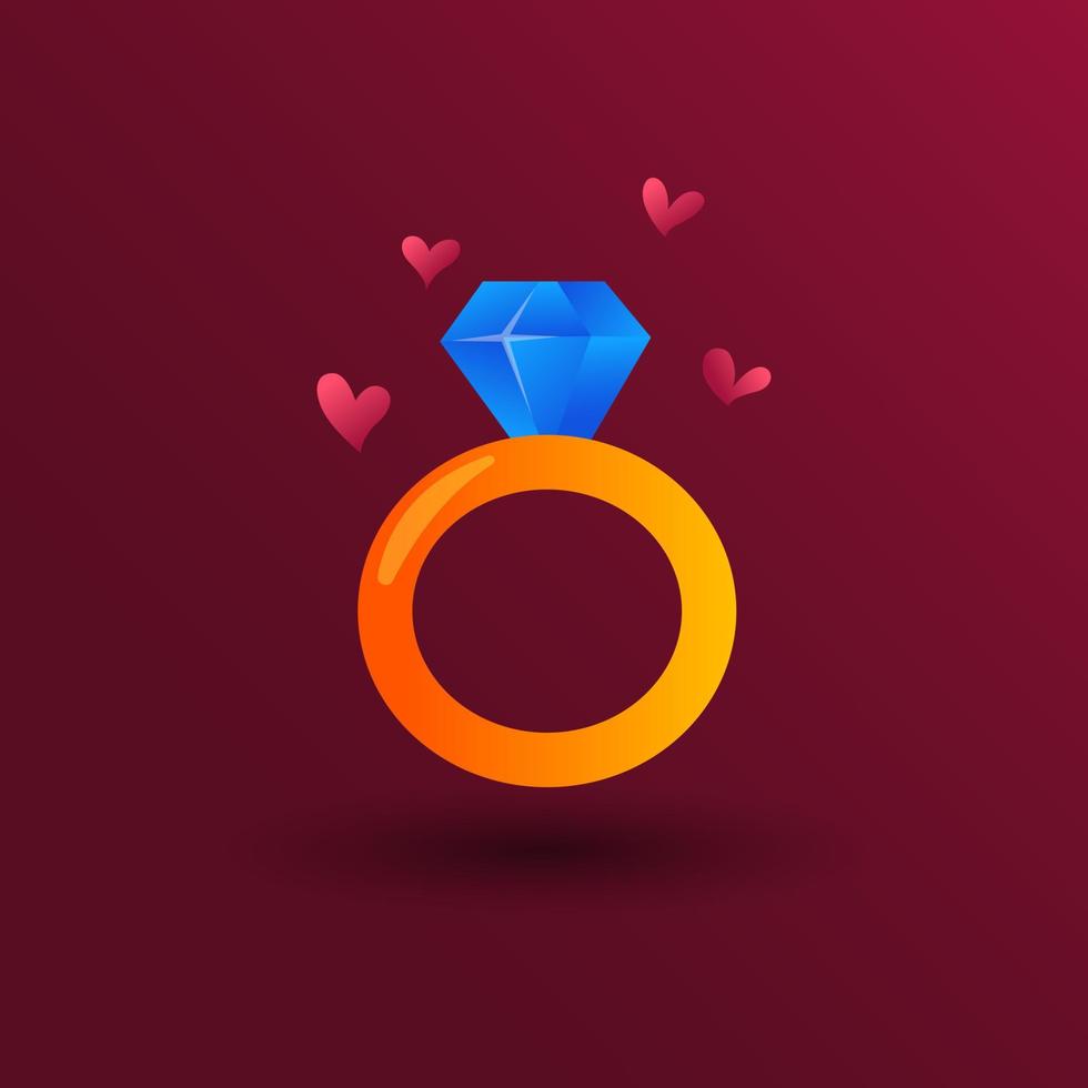 valentines dag element. lutning diamant ringa. vektor illustration