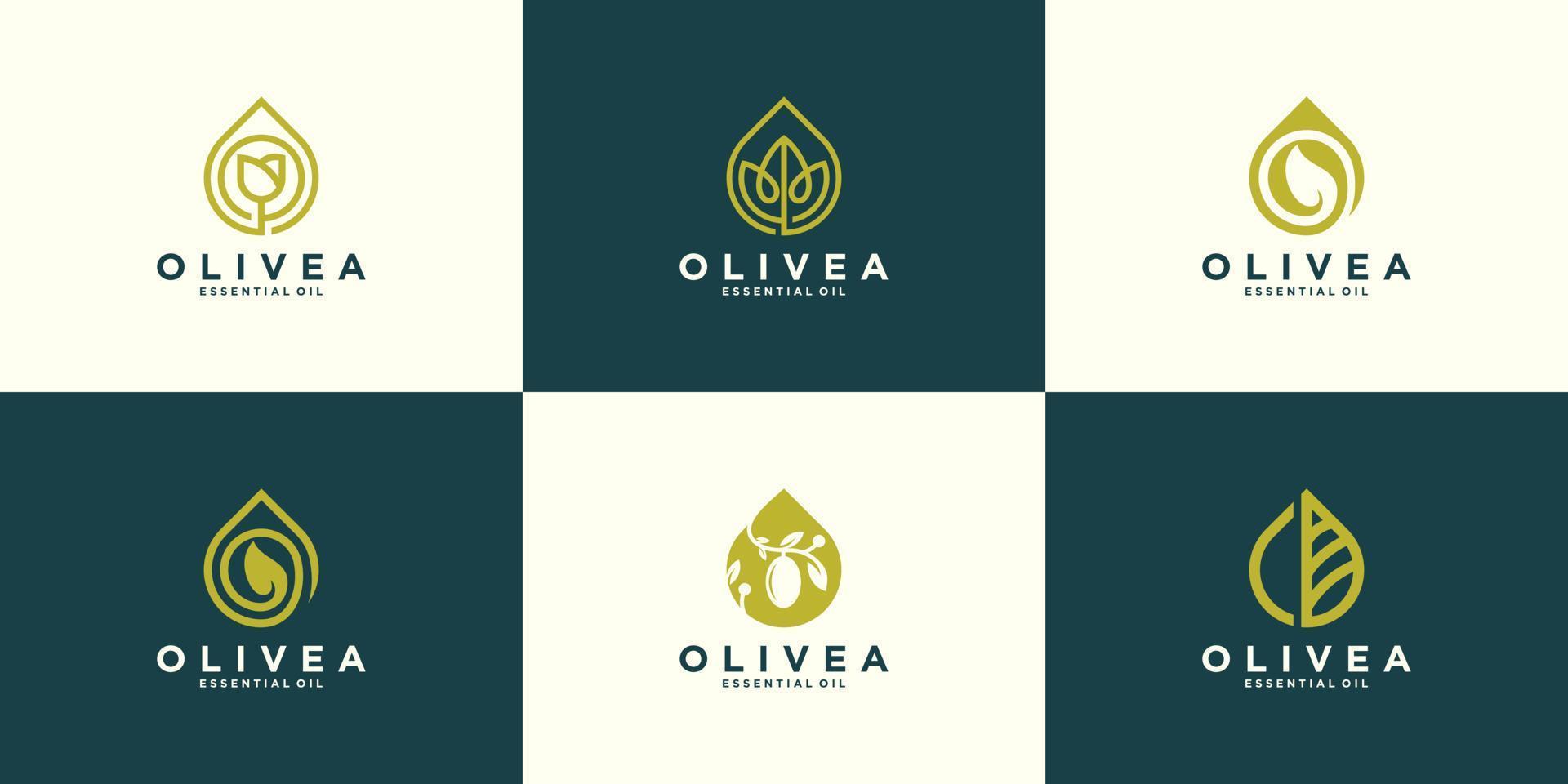 oliv olja logotyp samling design mall vektor