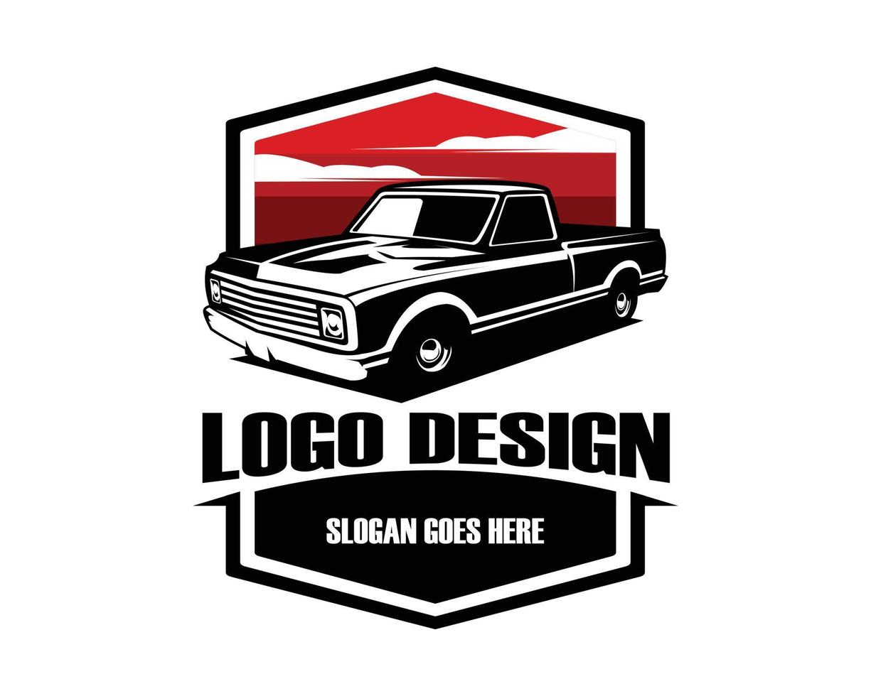 bäst silhuett chevy c10 lastbil industri logotyp. se från sida isolerat vit bakgrund. vektor illustration tillgängliga i eps 10.