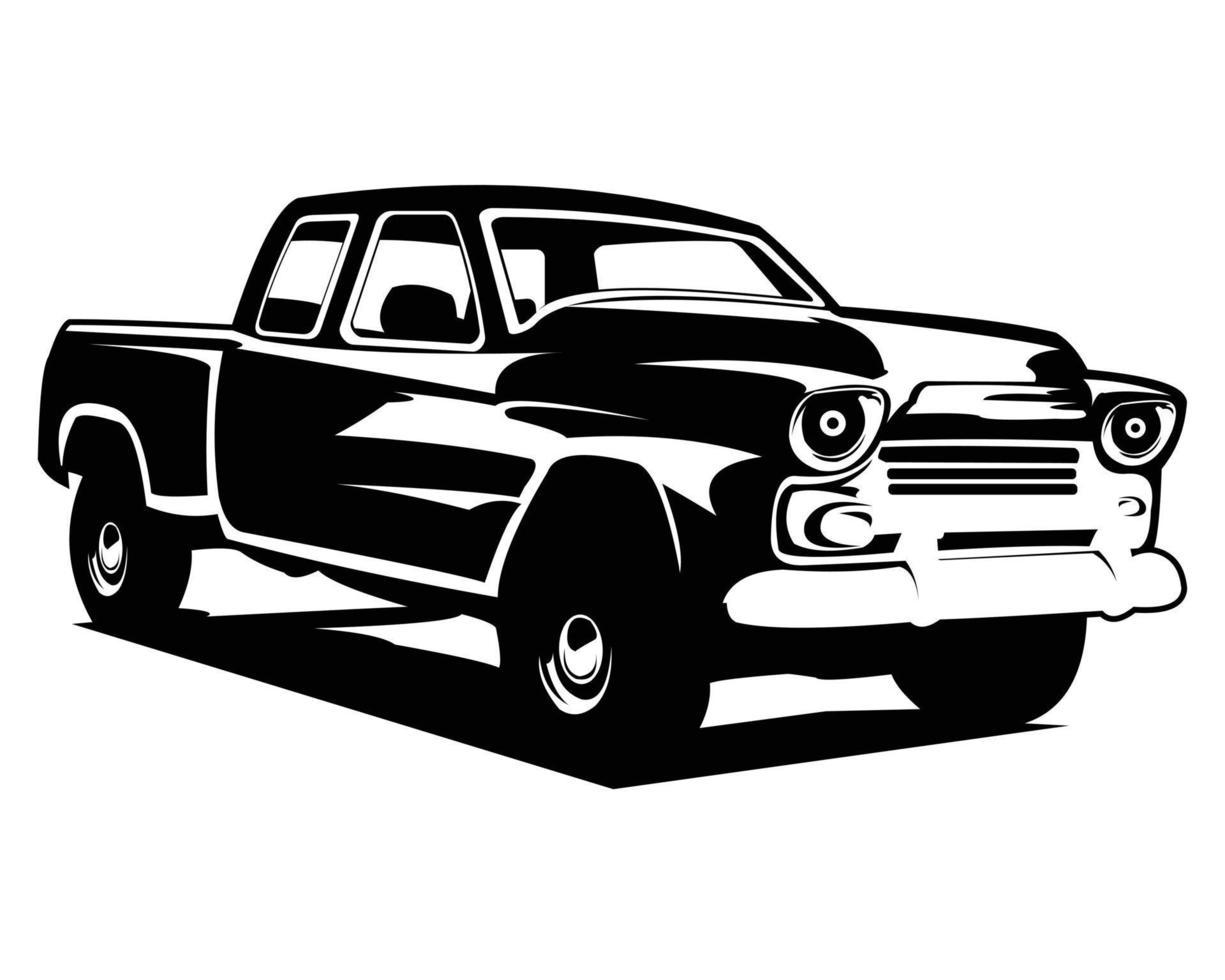 Chevy Truck-Silhouette aus den 1950er Jahren. getrennt auf einem weißen Hintergrund, der von der Seite zeigt. Premium-LKW-Designvektor. am besten für logo, abzeichen, emblem, symbol, aufkleberdesign. verfügbar in Folge 10. vektor