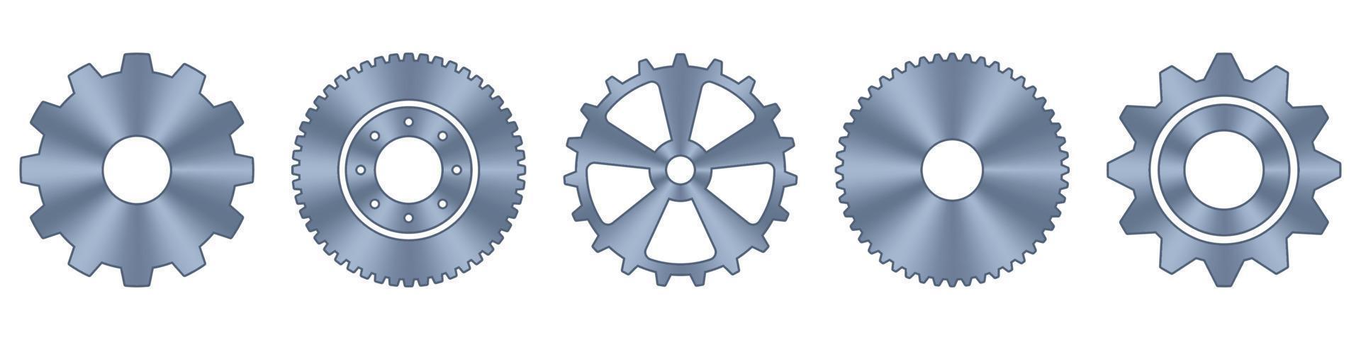 redskap hjul uppsättning. metall kugghjul. redskap miljö ikon uppsättning. maskin redskap ikoner. industriell ikoner. vektor illustration