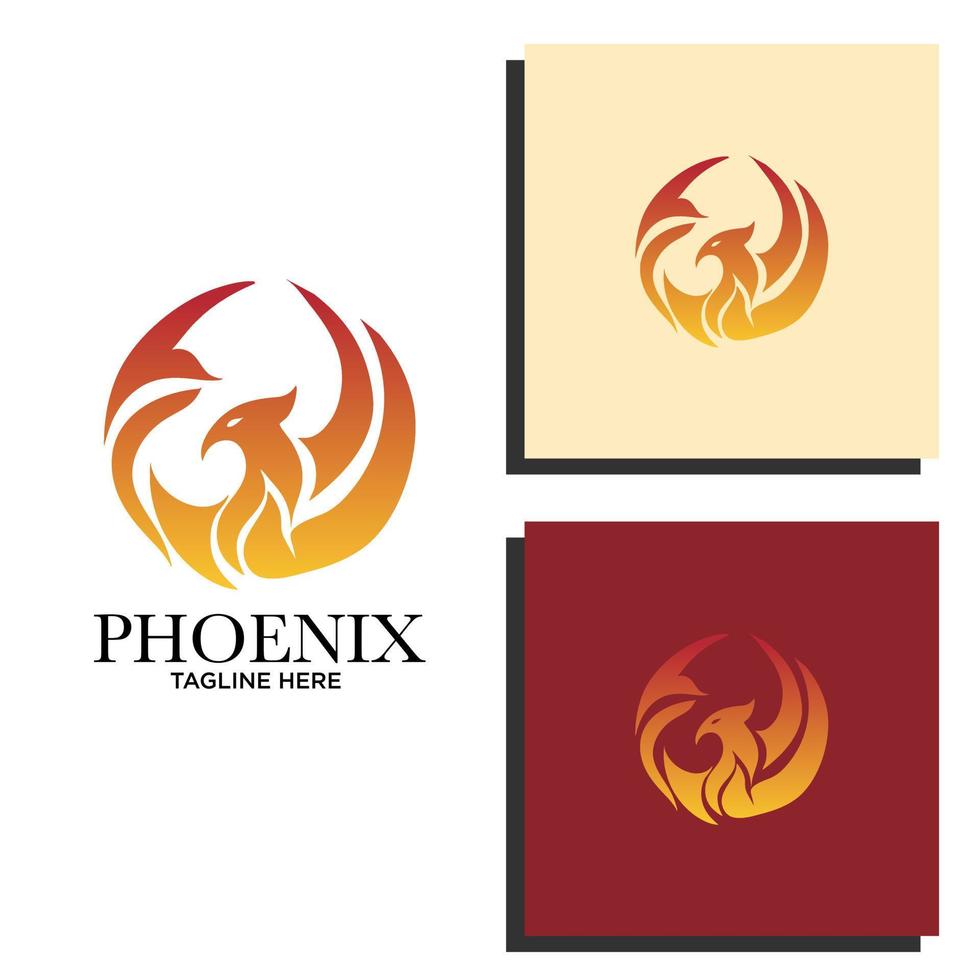 modern flammande fågel Fenix logotyp mall vektor illustration