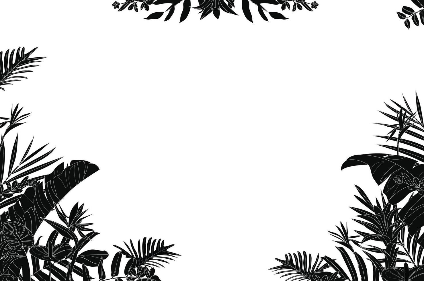 skriva ut svart och vit bakgrund stil, exotisk blommig djungel. trendig sömlös vektor mönster.
