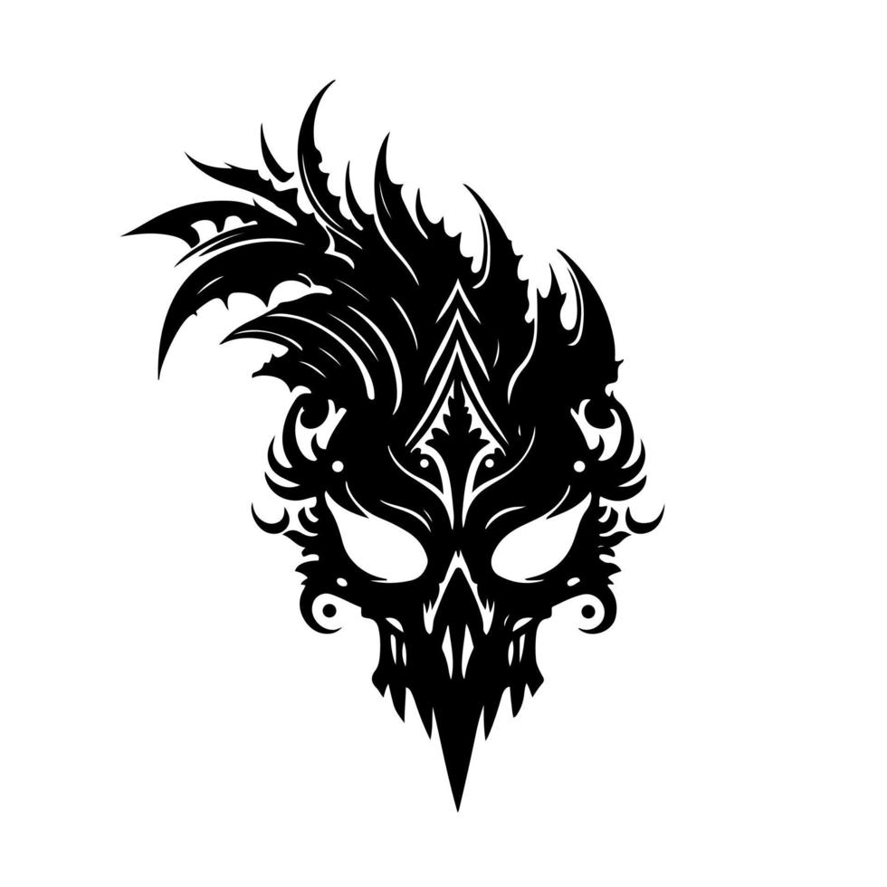 abstrakt, dekorativ drake skalle tecken. illustration för tatuering, broderi, logotyp, emblem, laser skärande, sublimering. vektor