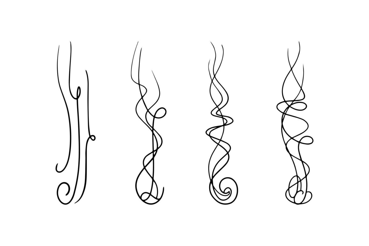 rök eller doft ånga linje ikon uppsättning. vektor illustration