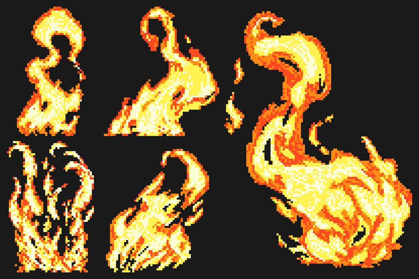 Der Feuerpixel-Kunststil eignet sich perfekt als Grafikeffekt oder Emoticon-Aufkleber vektor