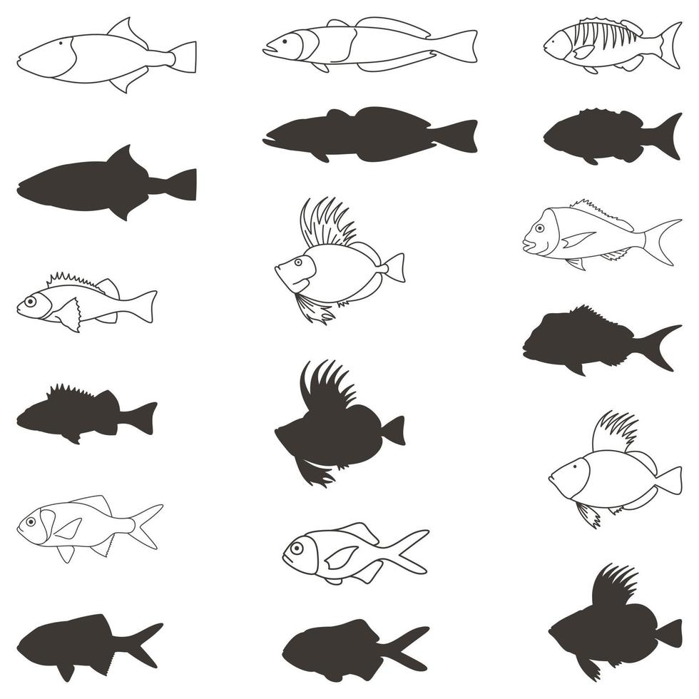fri vektor samling av fisk i olika typer 3