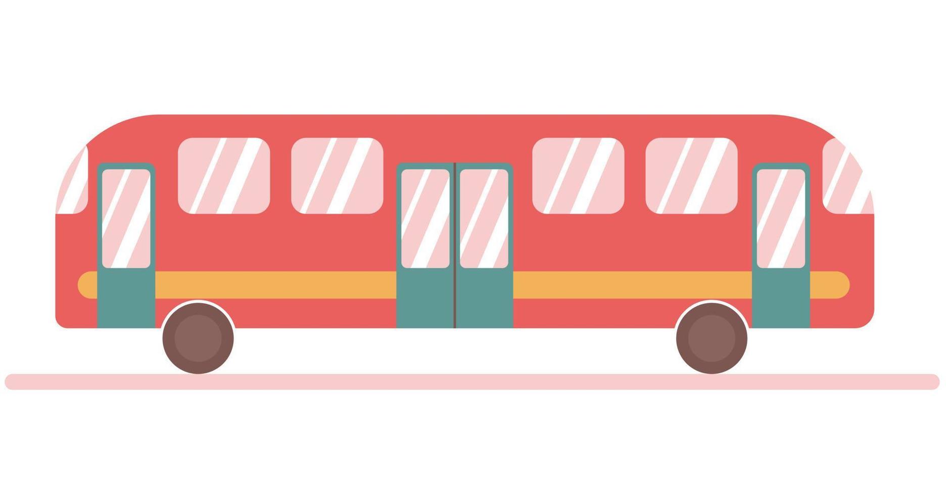 färgrik modern passagerare buss körning på väg vektor illustration. offentlig transport isolerat på vit.