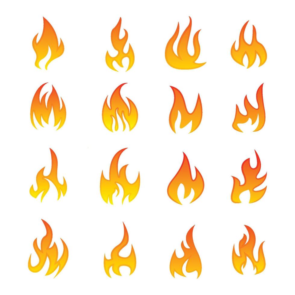 vektor uppsättning av brand andflame ikoner färgrik lågor i de platt stil