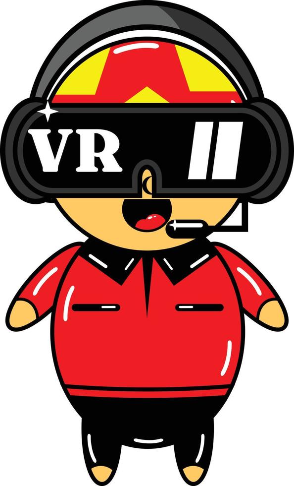 vr maskot söt tecknad serie karaktär grafisk design illustration vektor