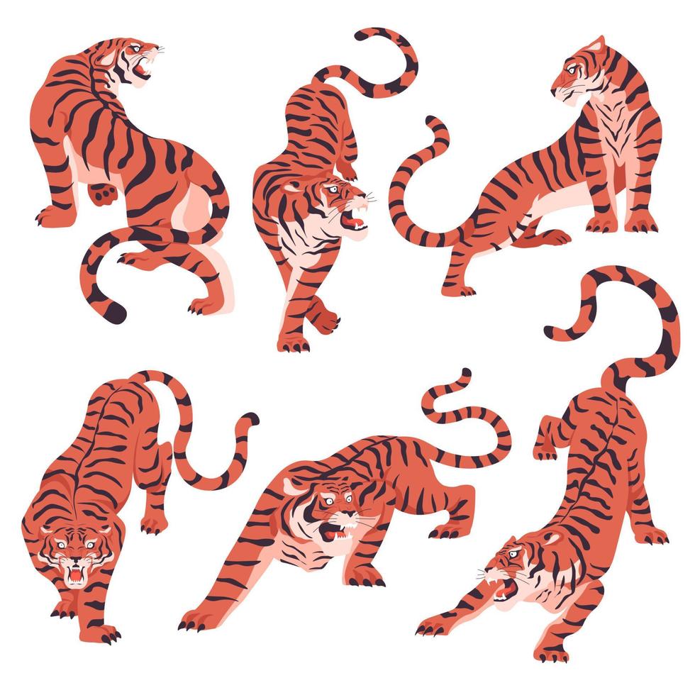 bengal tiger symbol av ny år, rytande djur vektor