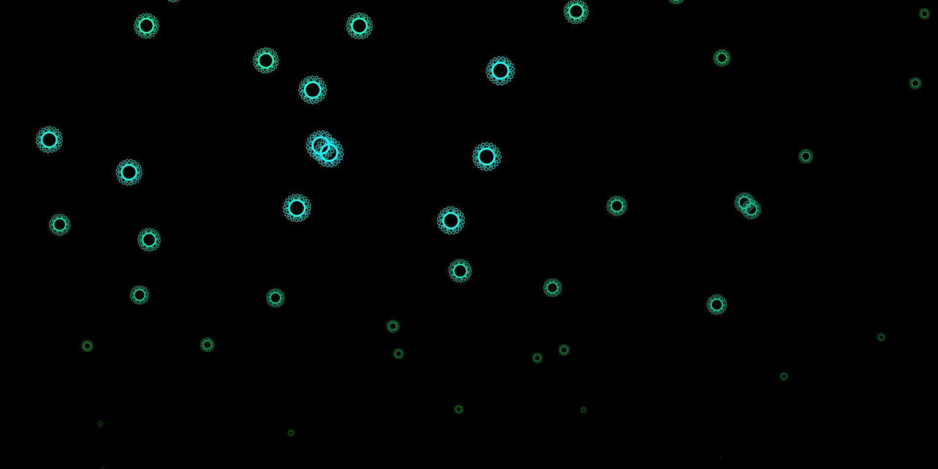 dunkelgrünes Vektormuster mit Coronavirus-Elementen. vektor