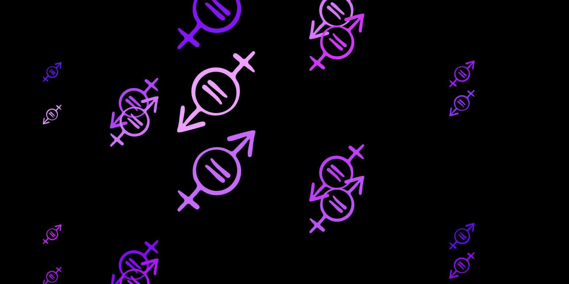 mörk lila vektor mönster med feminism element.