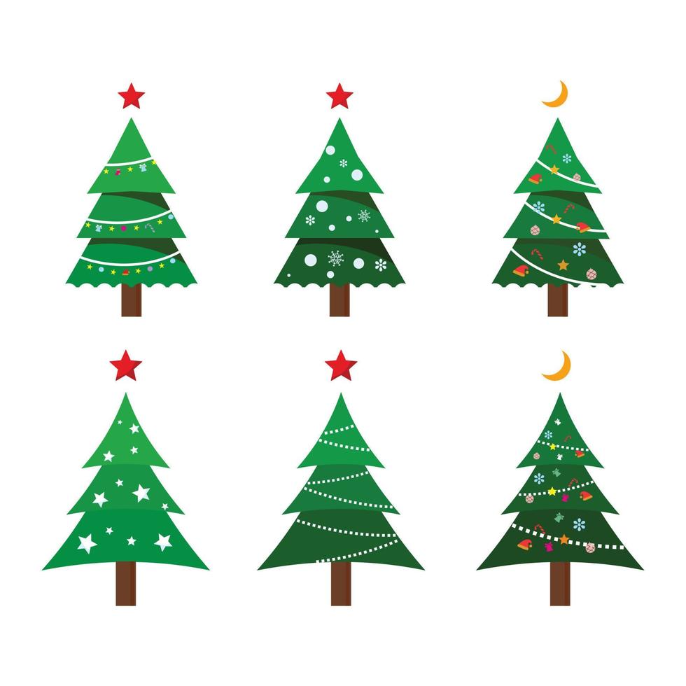 jul träd uppsättning, modern platt design. kan vara Begagnade för tryckt material - broschyrer, affischer, företag kort eller för webb. vektor