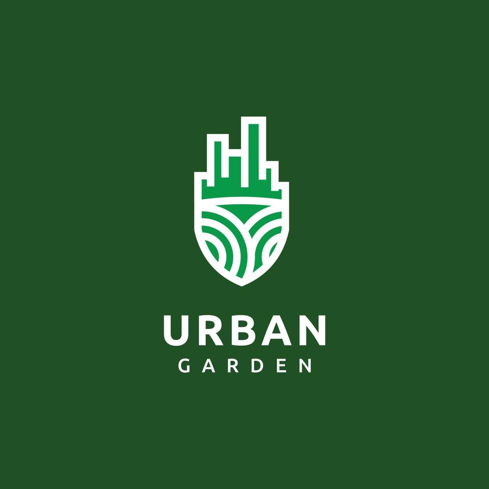 urban grön trädgård stad bruka logotyp design vektor
