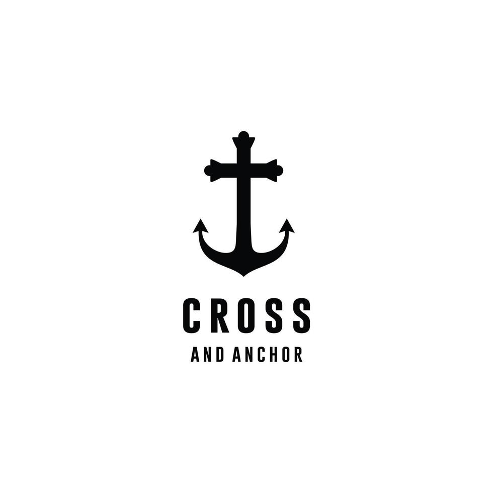 Kirche christliches Kreuz mit Anker Logo Design Inspiration vektor