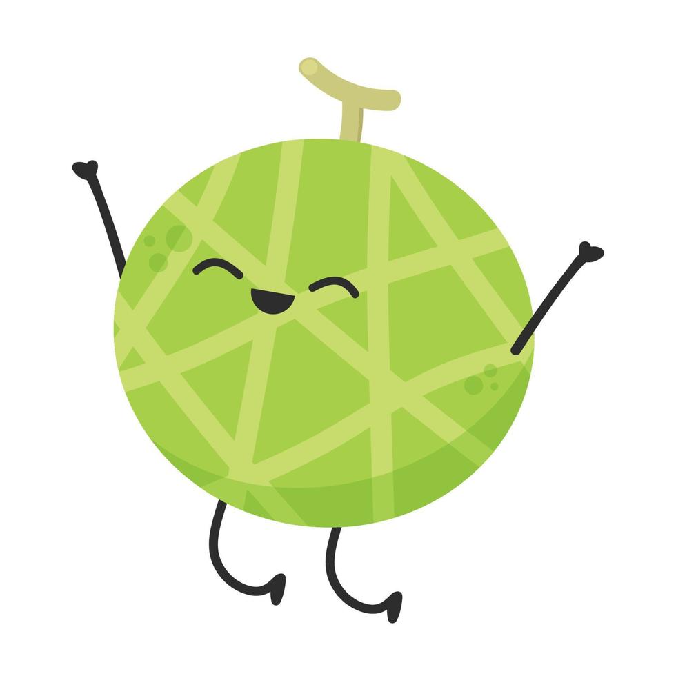 Melonencharakterdesign. Melone auf weißem Hintergrund. Melonen-Karikatur. vektor