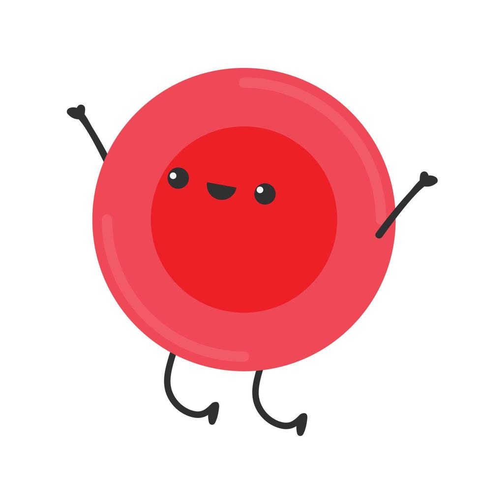Charakterdesign für rote Blutkörperchen. Vektor der roten Blutkörperchen. Freiraum für Text. Blutbeutel.