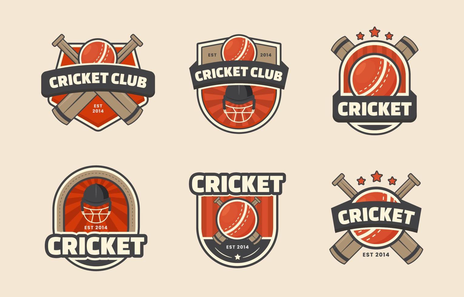 cricket klubb logotyp uppsättning vektor