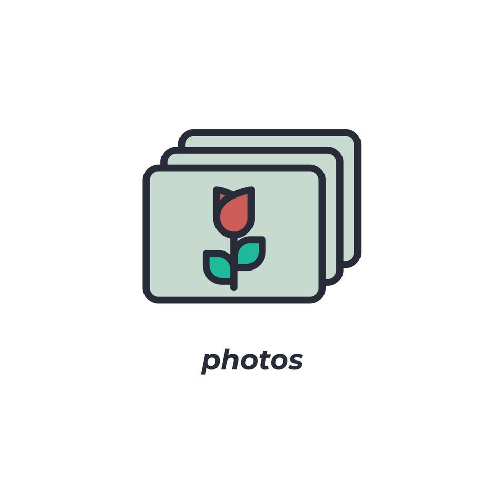 Vektor-Zeichen-Fotos-Symbol ist auf einem weißen Hintergrund isoliert. Symbolfarbe editierbar. vektor