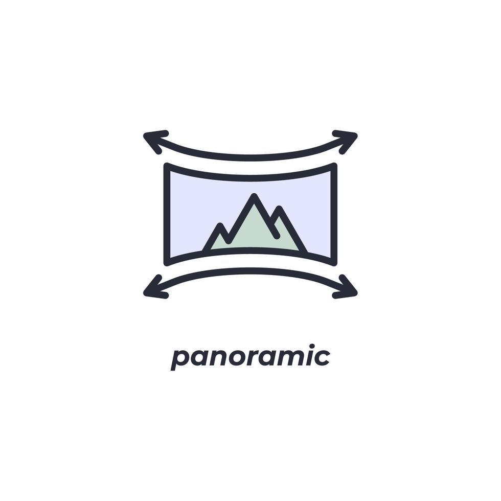 Vektorzeichen-Panoramasymbol wird auf einem weißen Hintergrund lokalisiert. Symbolfarbe editierbar. vektor