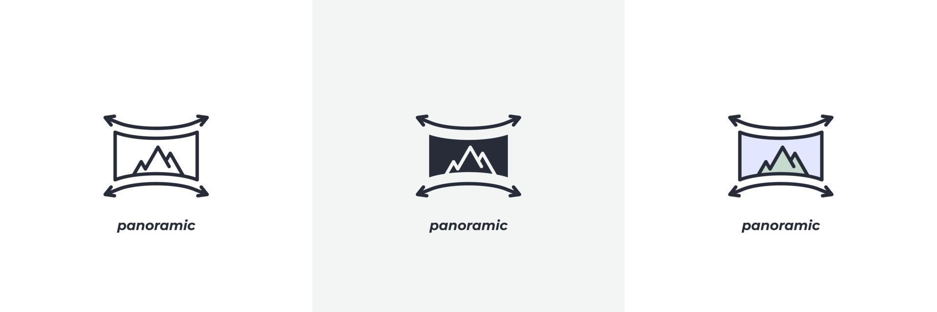 Panorama-Symbol. Linie, solider und gefüllter Umriss bunte Version, Umriss und gefülltes Vektorzeichen. ideensymbol, logoillustration. Vektorgrafiken vektor