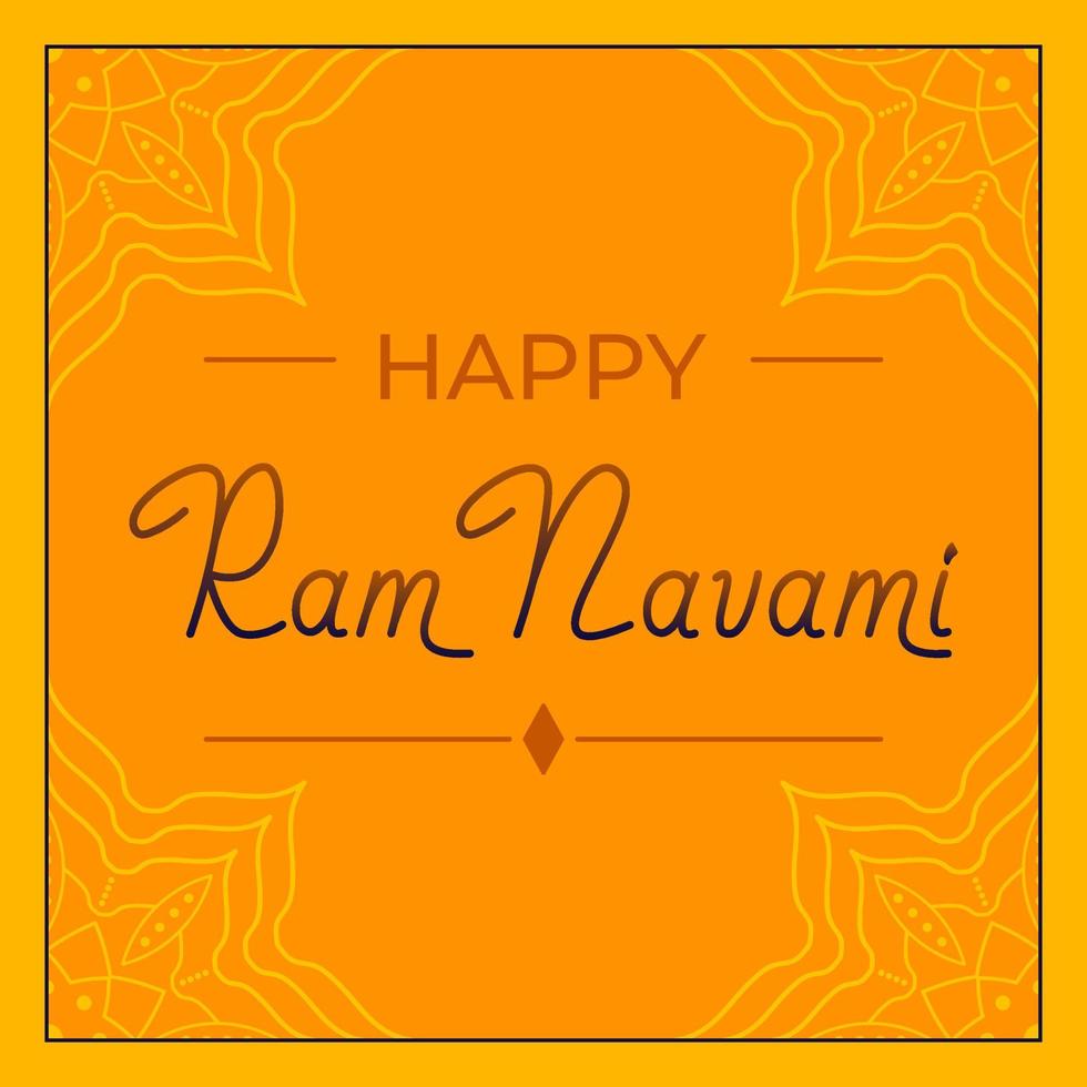 Happy Ram Navami Schriftzug quadratische Postkarte für indische Feier-Vektor-Illustration im flachen Stil vektor