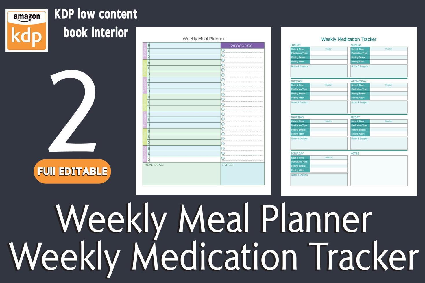 varje vecka måltid planerare, varje vecka medicin tracker vektor
