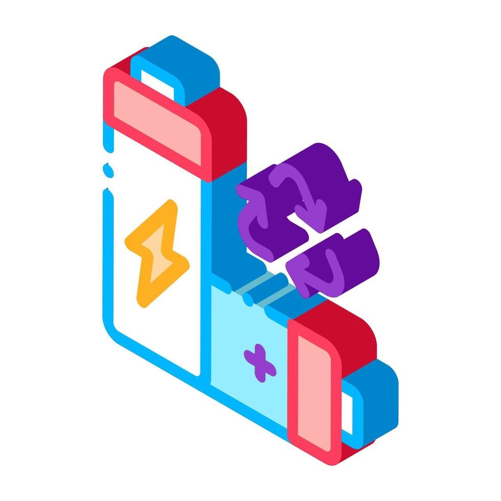 återvinning batteri isometrisk ikon vektor illustration