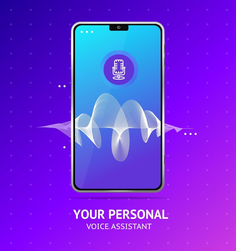 röst assistent som realistisk detaljerad 3d mobil telefon. vektor