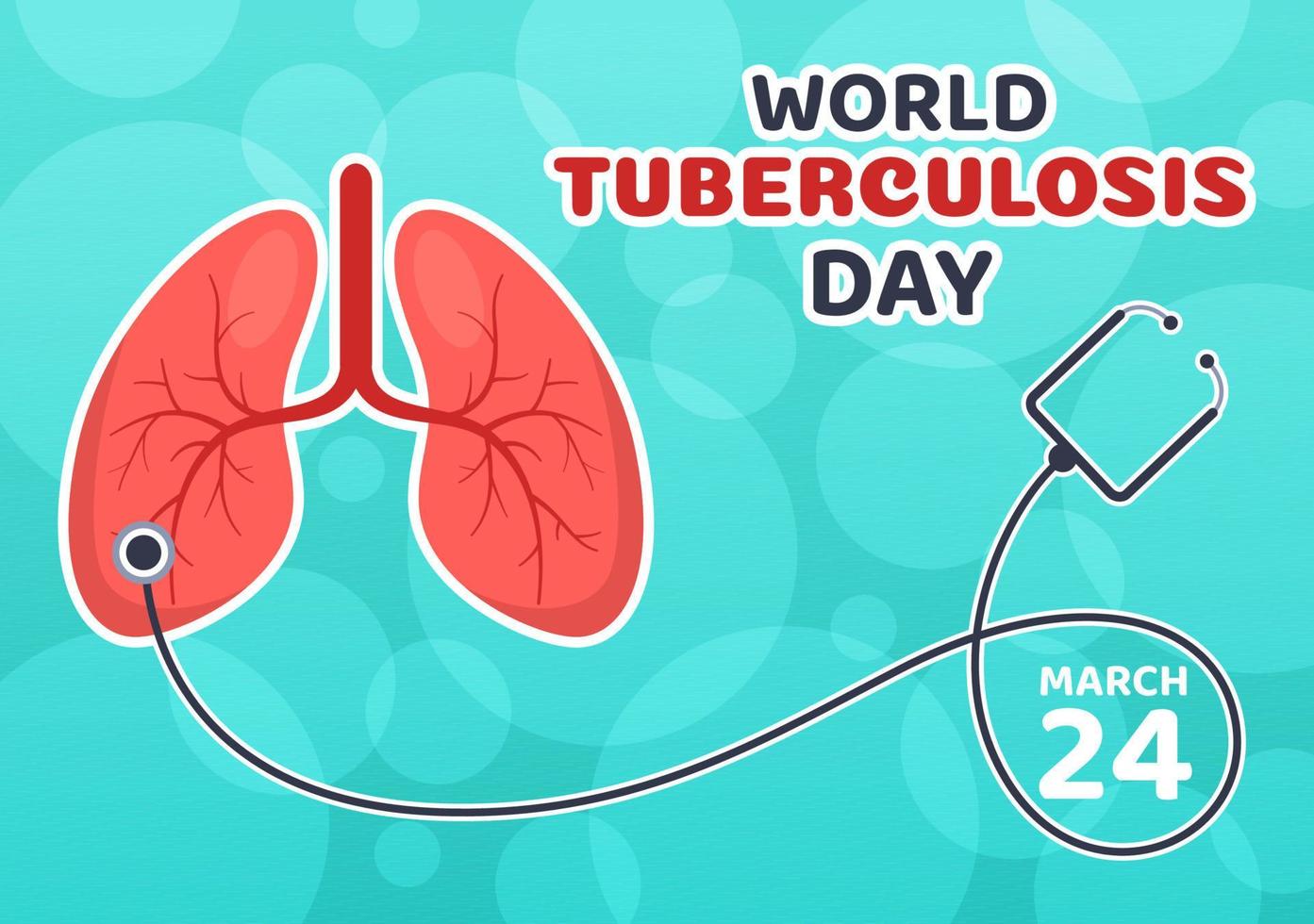 värld tuberkulos dag på Mars 24 illustration med bilder av de lungor och organ inspektion i platt tecknad serie hand dragen landning sida mallar vektor