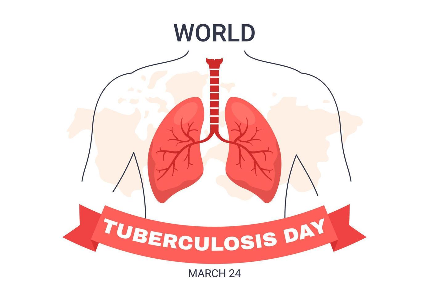 värld tuberkulos dag på Mars 24 illustration med bilder av de lungor och organ inspektion i platt tecknad serie hand dragen landning sida mallar vektor