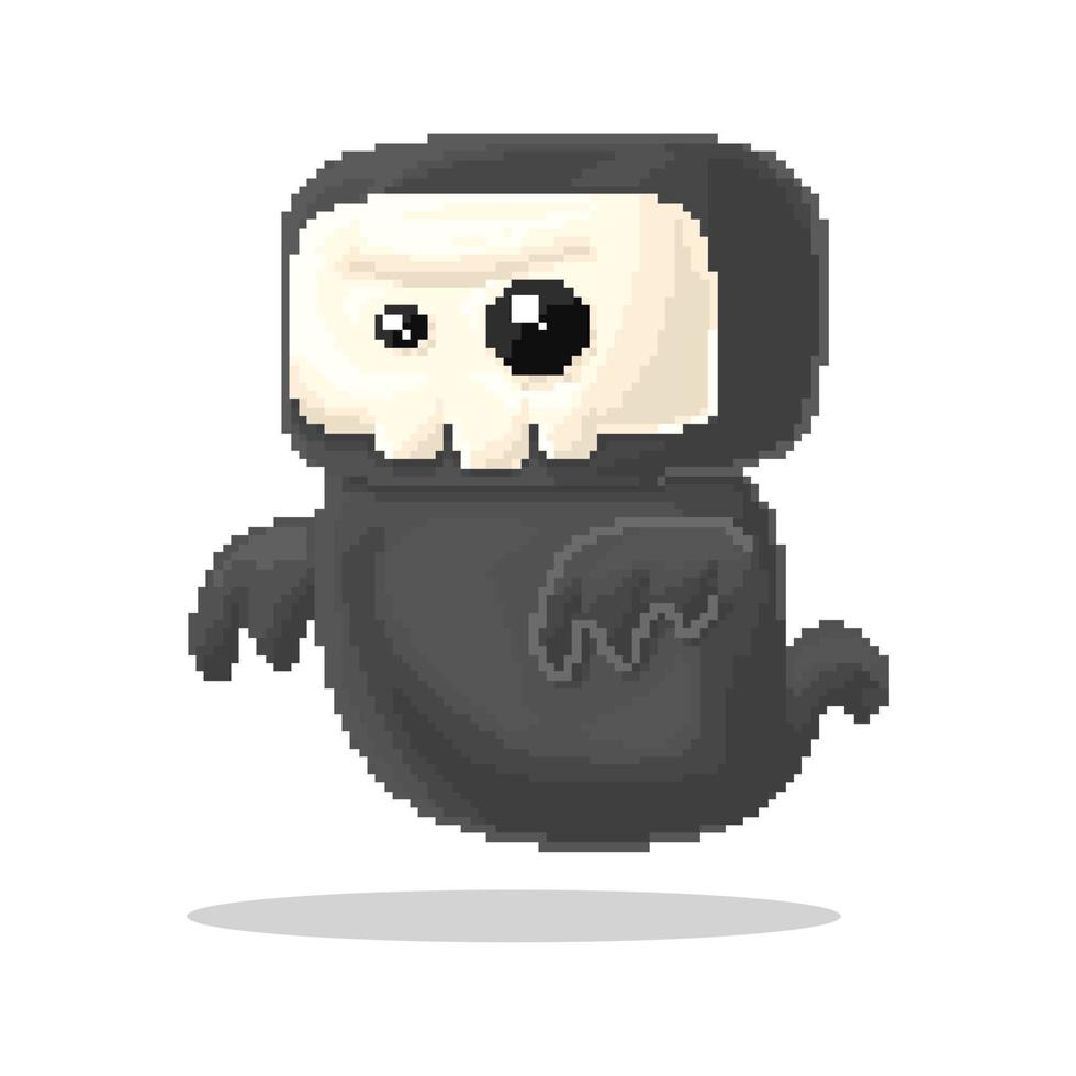 vektor pixel konst av svart spöke chibi karaktär