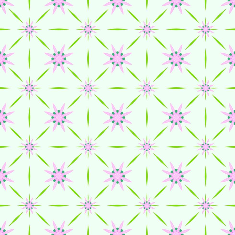 blommig sömlös mönster grön bakgrund vektor. geometrisk rosa blommor. vektor