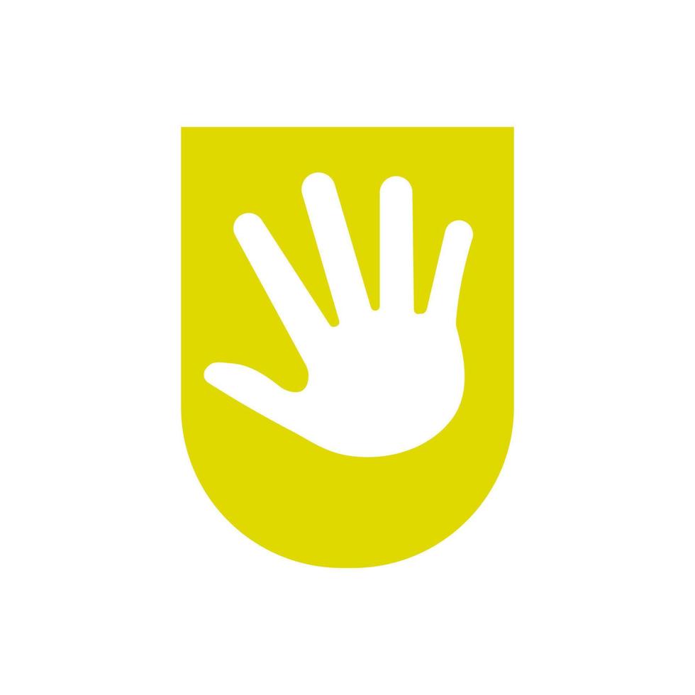 brev u hand logotyp begrepp för hand vård, välgörenhet tecken och donation logotyp symbol vektor mall