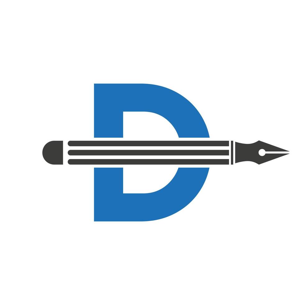 brev d med penna logotyp design begrepp för konst designer logotyp arkitekter logotyp vektor mall