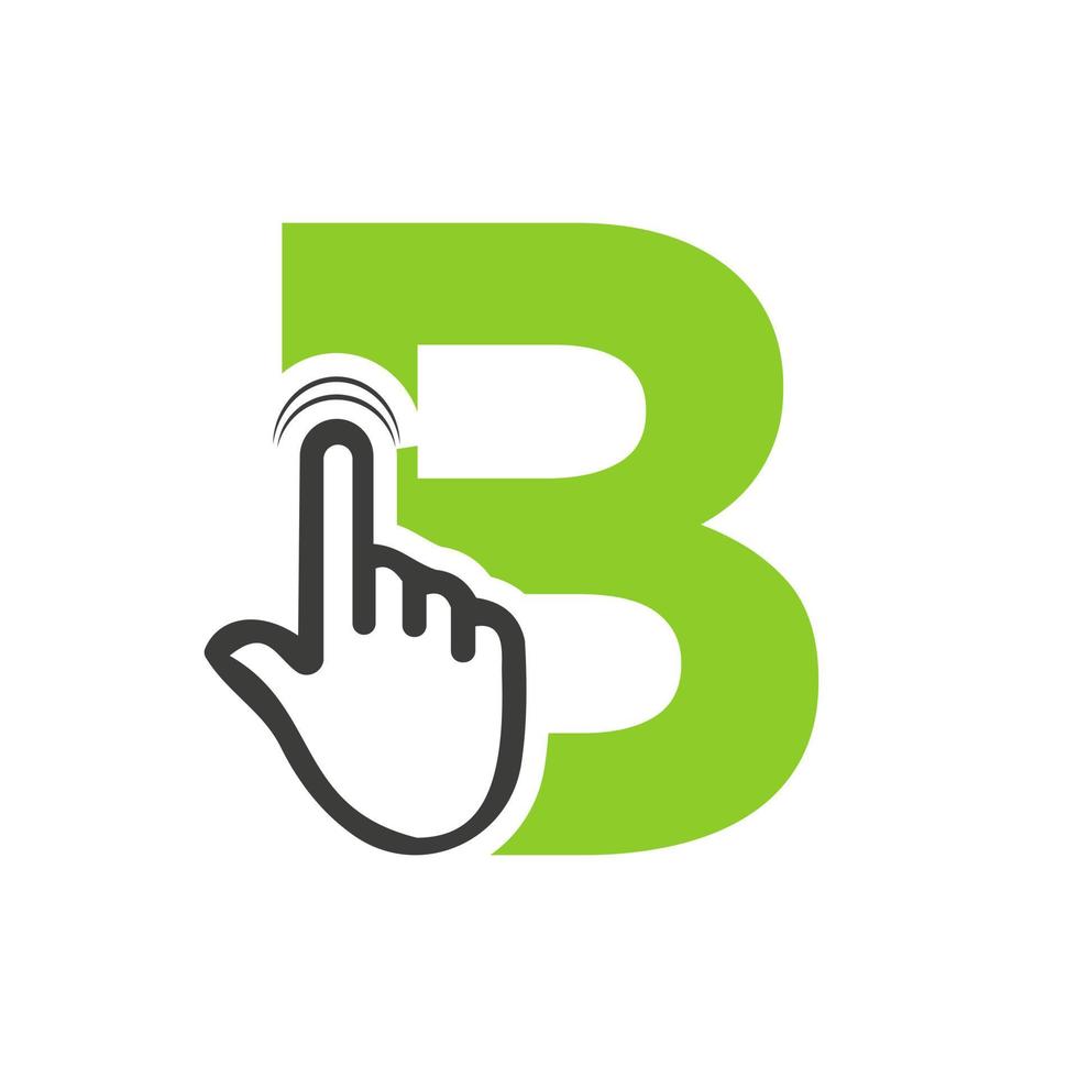 Buchstabe b Finger klicken Logo Vektor Vorlage Konzept für Technologiesymbol