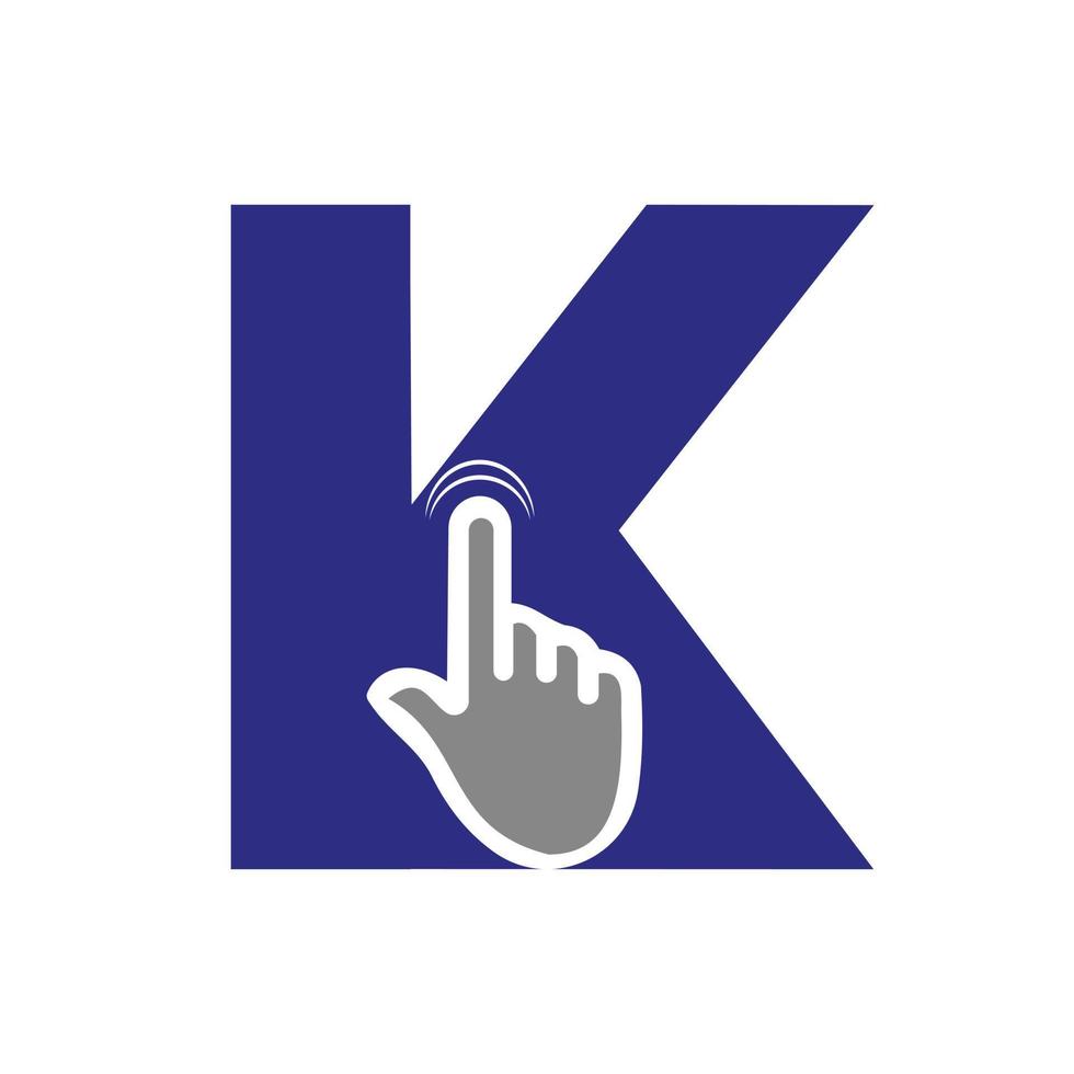 brev k finger klick logotyp vektor mall begrepp för teknologi symbol