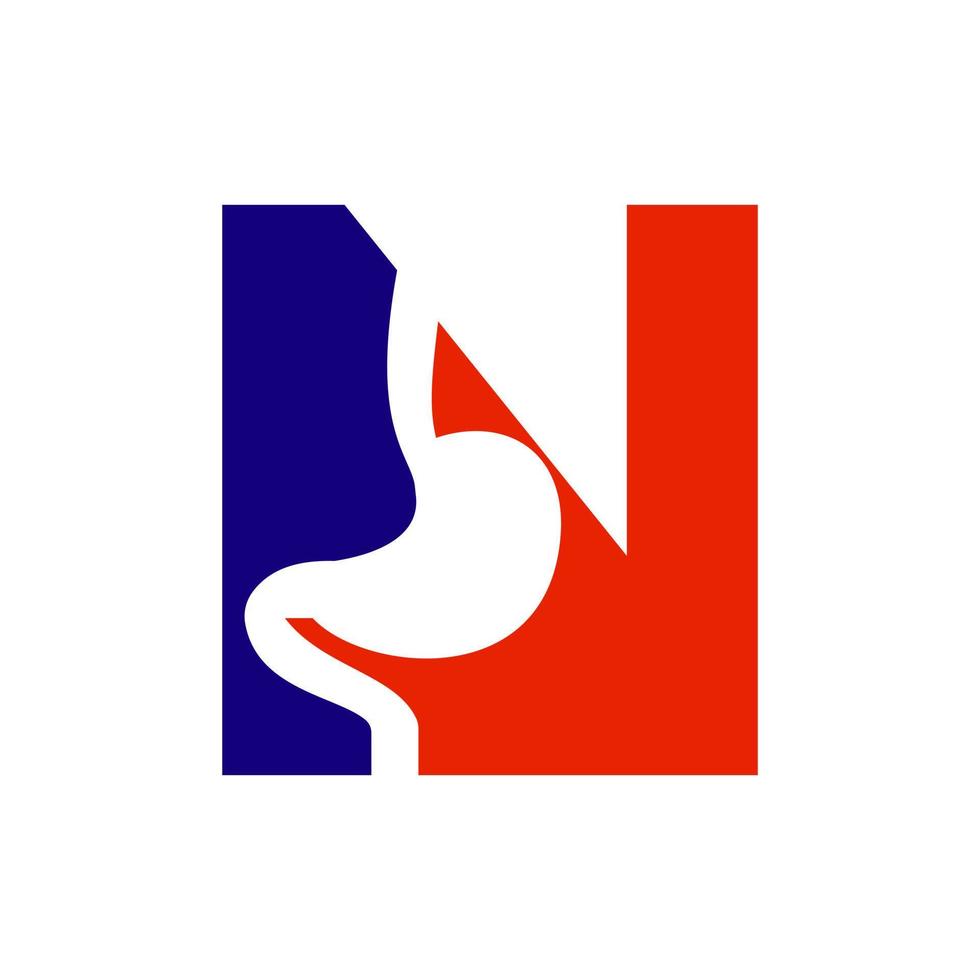 buchstabe n minimales magen-logo-design für symbolvektorvorlage für medizinische und gesundheitspflege vektor