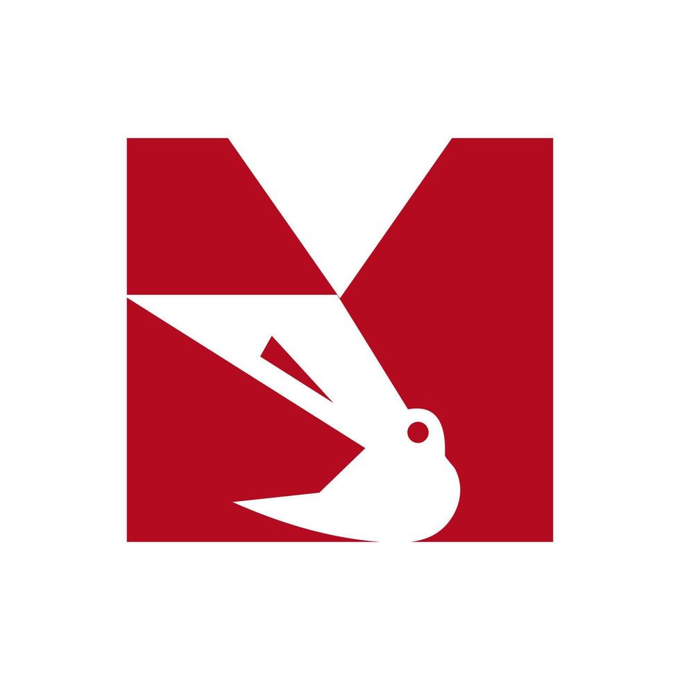 brev m konstruktion logotyp kombinerad med konstruktion kran symbol vektor mall