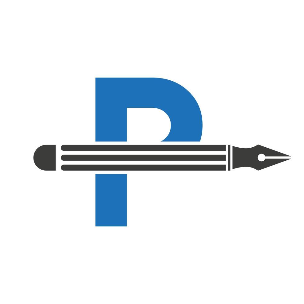 brev p med penna logotyp design begrepp för konst designer logotyp arkitekter logotyp vektor mall