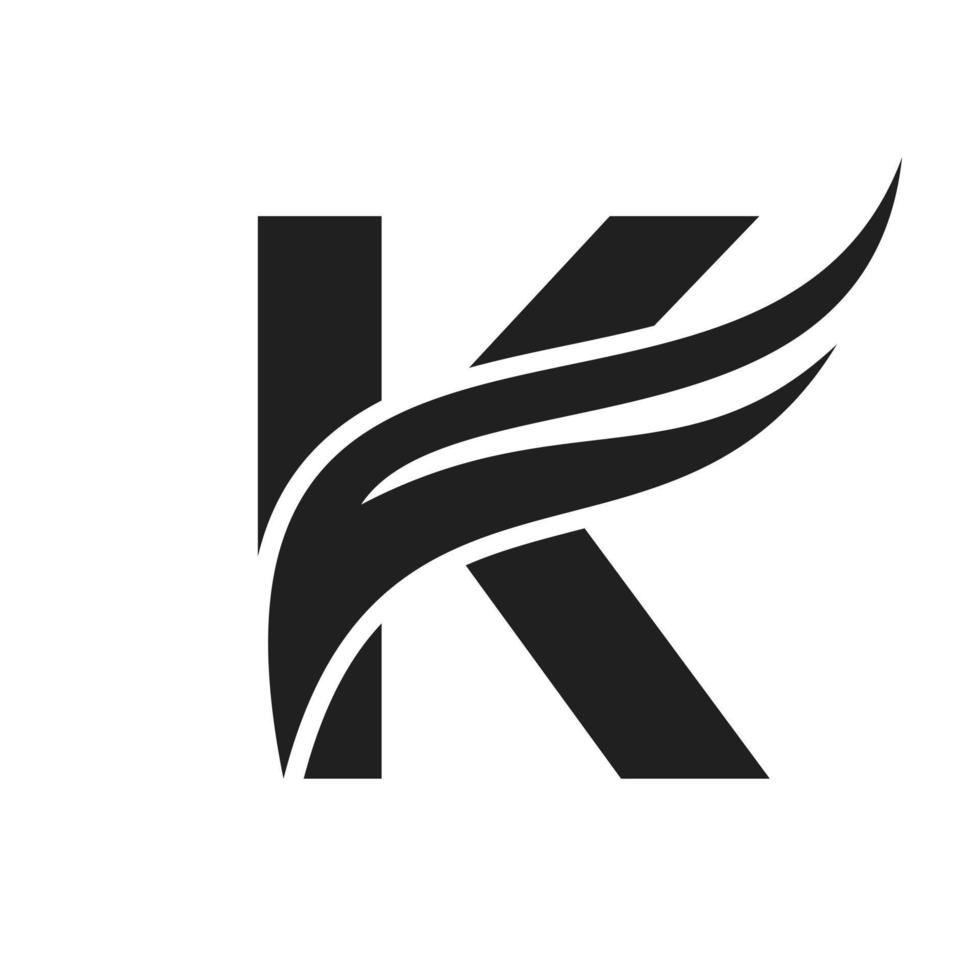 brev k vinge logotyp design. transport logotyp vektor