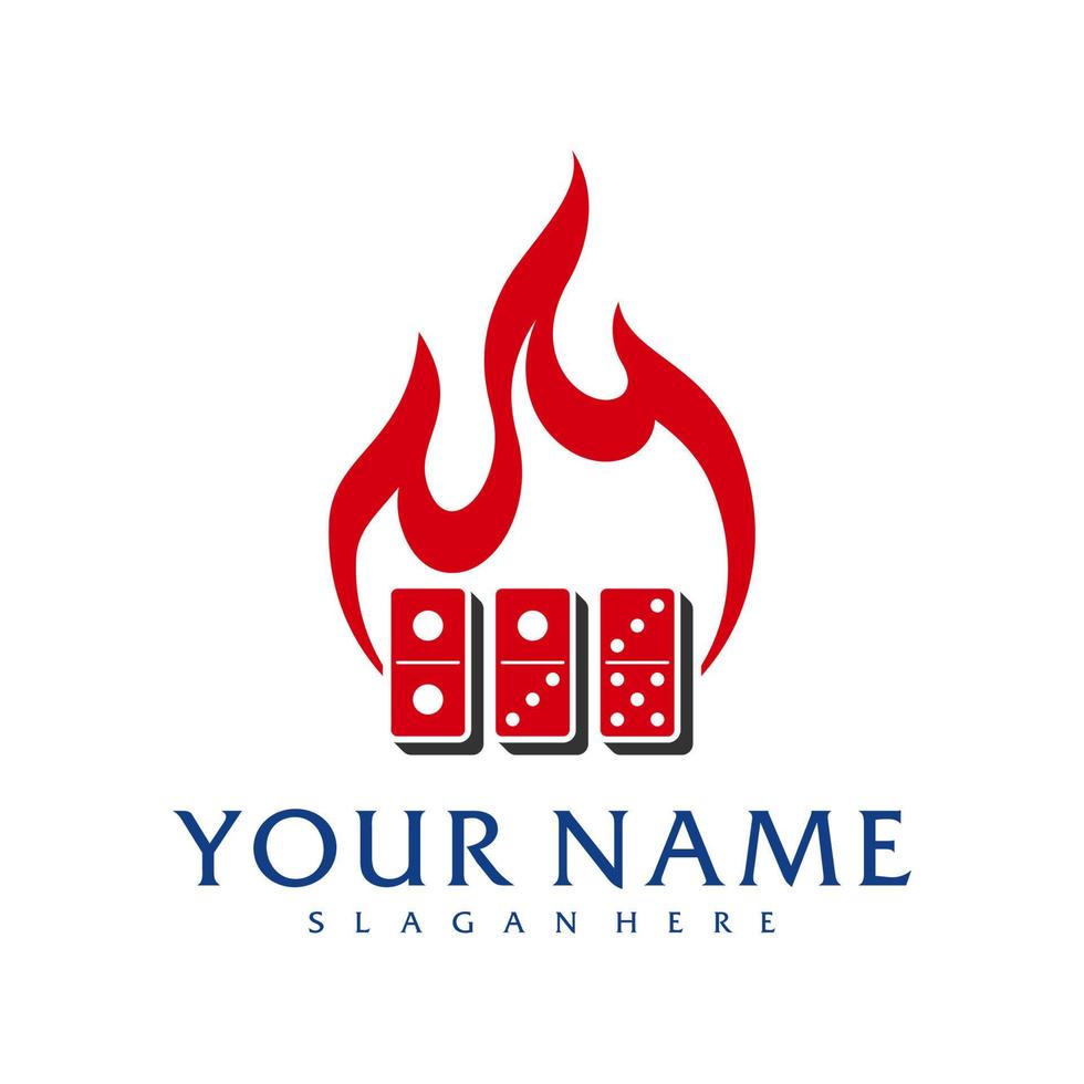 Feuer-Domino-Logo-Vektorvorlage, kreative Domino-Logo-Designkonzepte vektor