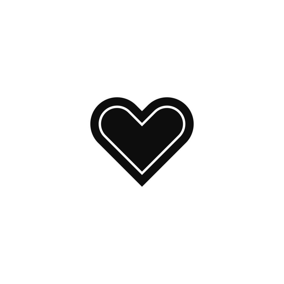 hjärta platt hand dragen vektor design med svart Färg